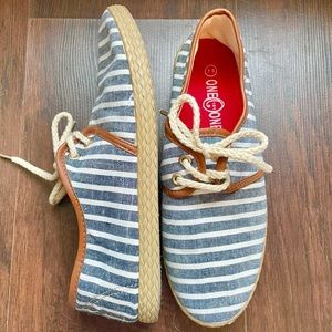 One O One Striped Faux Espadrille Sneakers